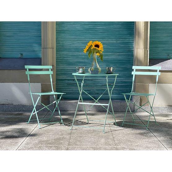 Steel Balcony Furniture (2 x Folding Chairs + Table) SEMPLICI Mint