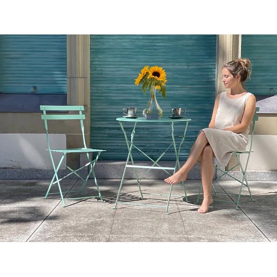 Steel Balcony Furniture (2 x Folding Chairs + Table) SEMPLICI Mint