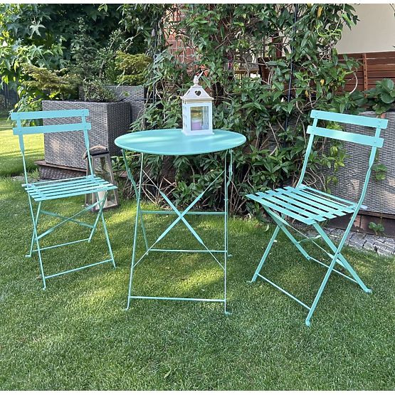 Steel Balcony Furniture (2 x Folding Chairs + Table) SEMPLICI Mint