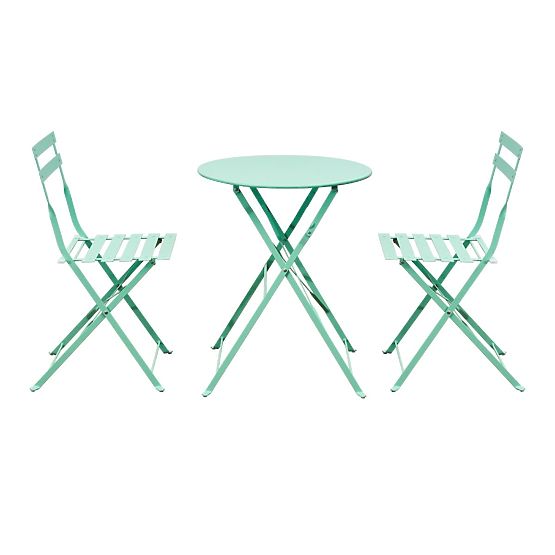Steel Balcony Furniture (2 x Folding Chairs + Table) SEMPLICI Mint