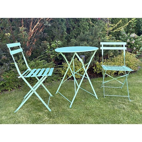 Steel Balcony Furniture (2 x Folding Chairs + Table) SEMPLICI Mint