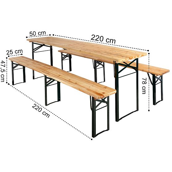 Steel-Wood Set LAGER: Table + 2 Benches 220 cm