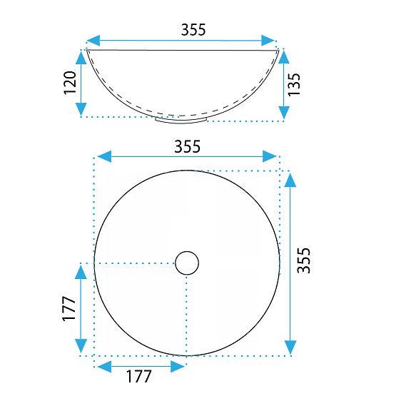 Stella White Countertop Ceramic Basin with Gold Rim