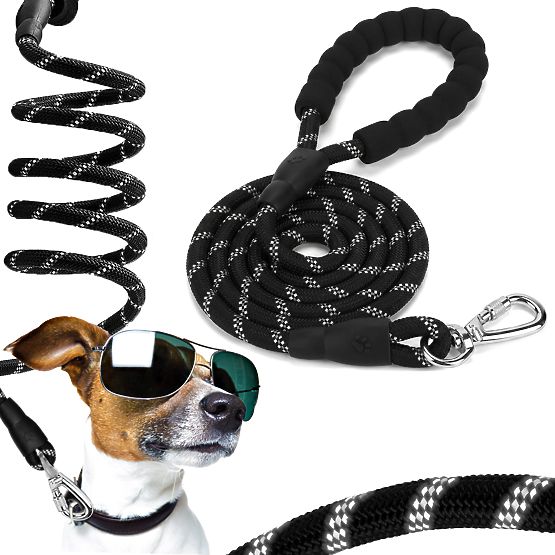 Strong Training Reflective Dog Leash KOBE 3m Black