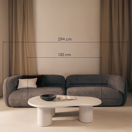 Sucre Coffee Table Grey-Beige, Matte, Rounded Shapes