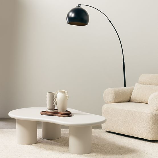 Sucre Coffee Table Grey-Beige, Matte, Rounded Shapes