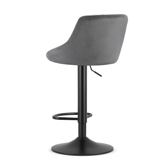 Swivel Bar Stool with Adjustable Height and Footrest, Grey Velour