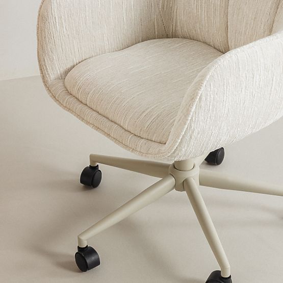 Swivel Chair Almeria, Cream/Beige Legs