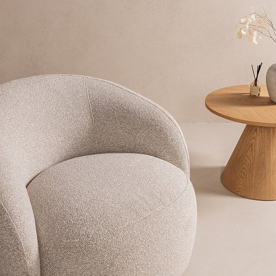 Swivel Chair Nambi Beige-Grey, Rounded Shapes