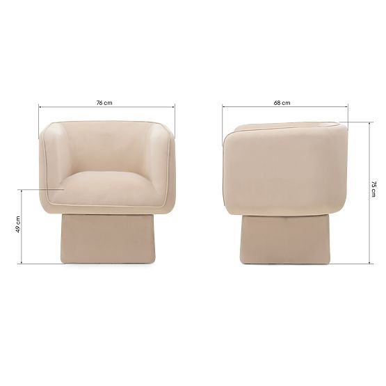 Swivel Chair One Light Beige, Velour