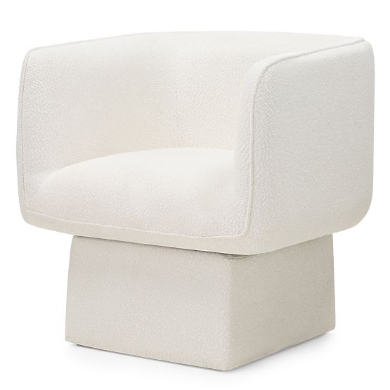 Swivel Chair One White, Boucle
