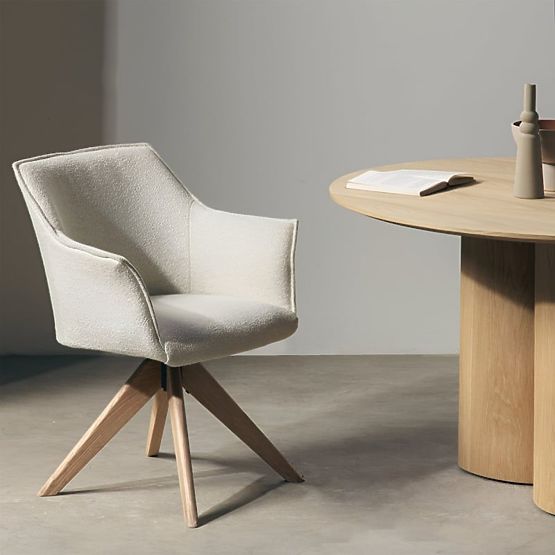 Swivel Chair Positano Cream, Oak