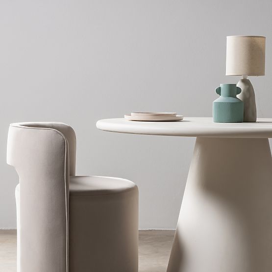 Swivel Chair Raval Beige, Velvet, Rounded