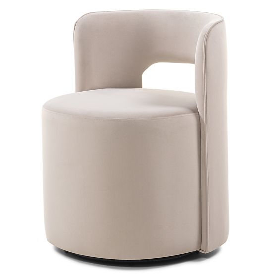 Swivel Chair Raval Beige, Velvet, Rounded