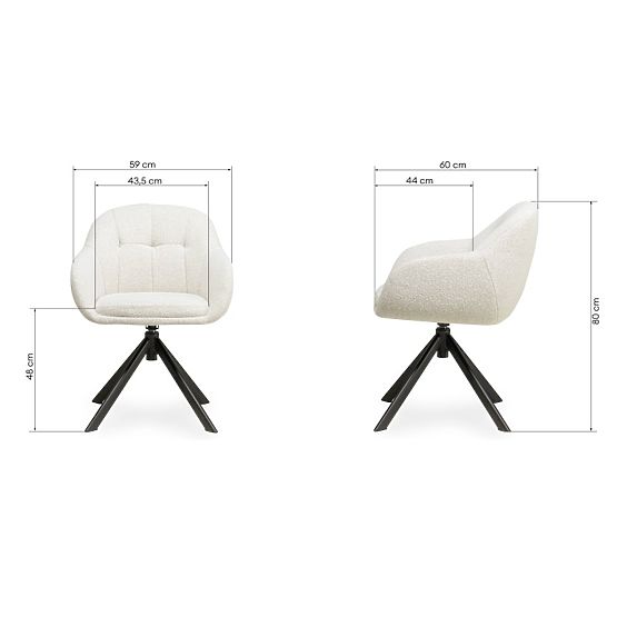 Swivel Chair Santos Beige-Cream/Black Legs