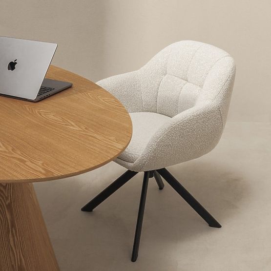 Swivel Chair Santos Beige-Cream/Black Legs