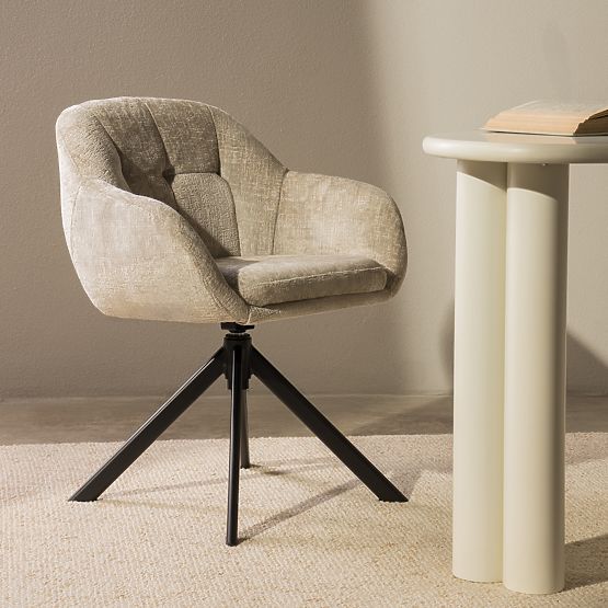 Swivel Chair Santos Light Beige/Black Legs