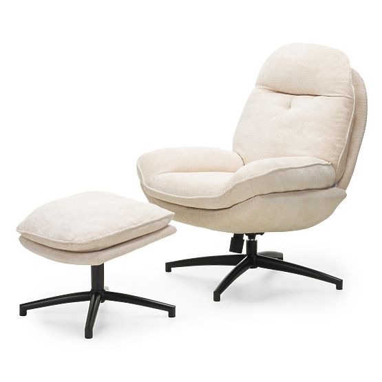 Swivel Chair with Footrest Verano Beige
