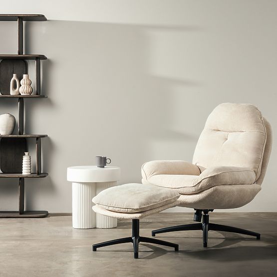 Swivel Chair with Footrest Verano Beige