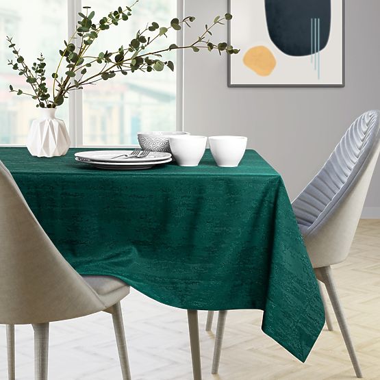 Table Runner VESTA Bottle Green with Modern Embossed Pattern 30x140 ameliahome