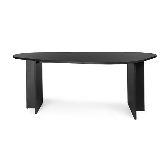 Table with Irregular Top Zeva 200 cm, Black with Wood Texture