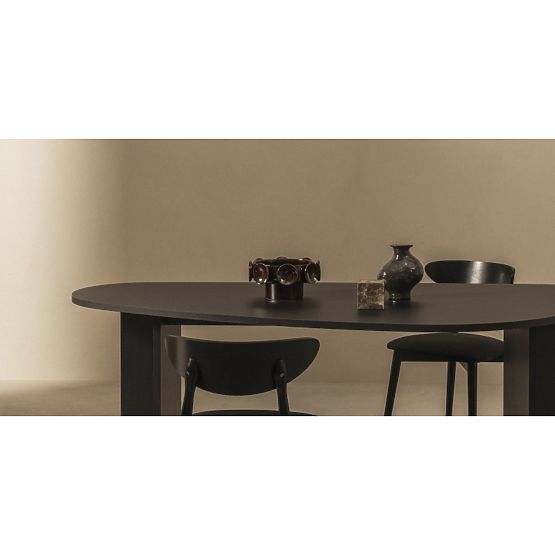Table with Irregular Top Zeva 200 cm, Black with Wood Texture