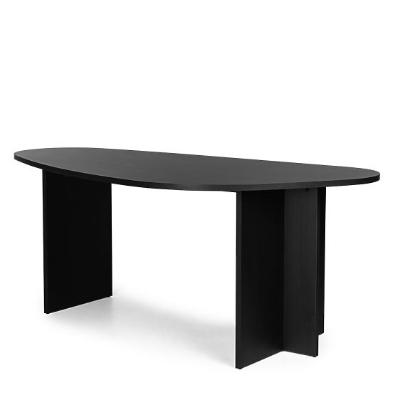 Table with Irregular Top Zeva 200 cm, Black with Wood Texture