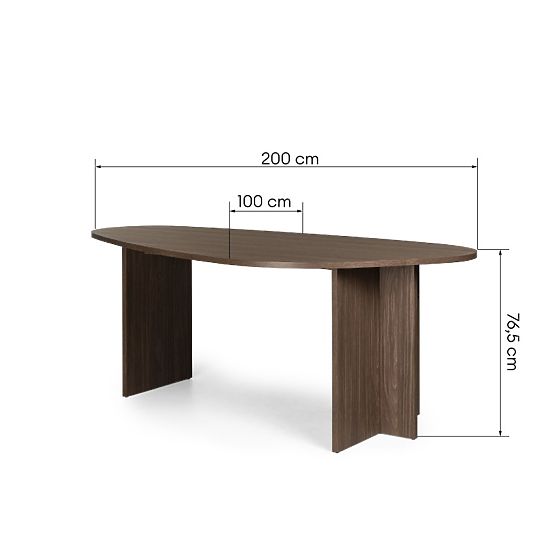Table with Irregular Top Zeva 200 cm, Lincoln Walnut