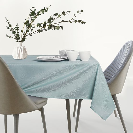 Tablecloth GAIA mint color with embossed plant motif 140x180 ameliahome