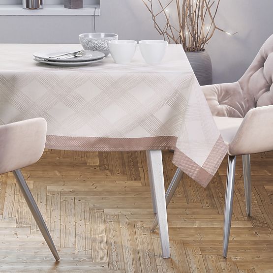 Tablecloth MILLUZA Cream Metallic Classic Design 140x300 ameliahome