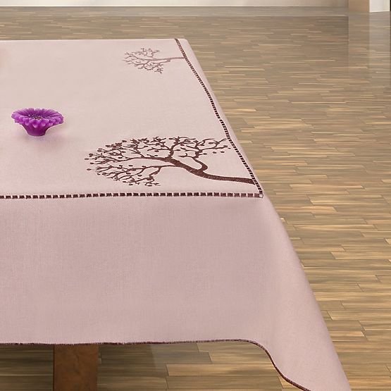 Tablecloth OLD COLLECTIONS color beige with embroidered plant motif 30x45 decor tephani