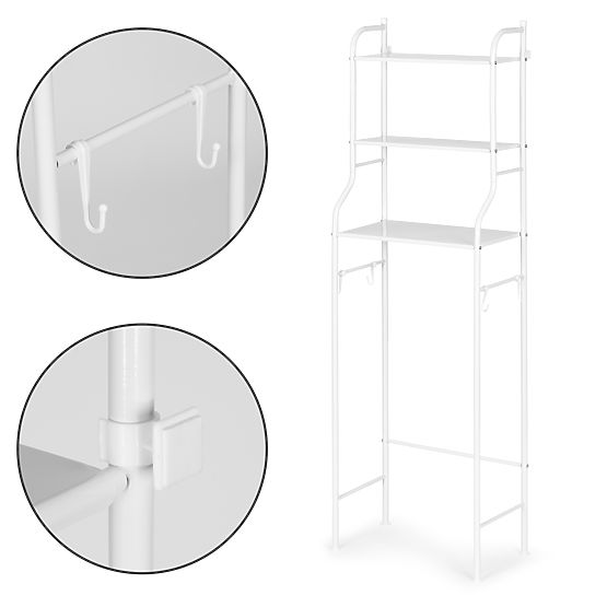Tall Bathroom Shelf Over Toilet with 3 Shelves Aluminum Construction
