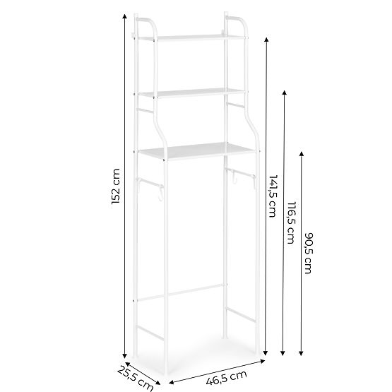 Tall Bathroom Shelf Over Toilet with 3 Shelves Aluminum Construction