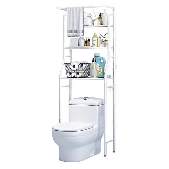Tall Bathroom Shelf Over Toilet with 3 Shelves Aluminum Construction