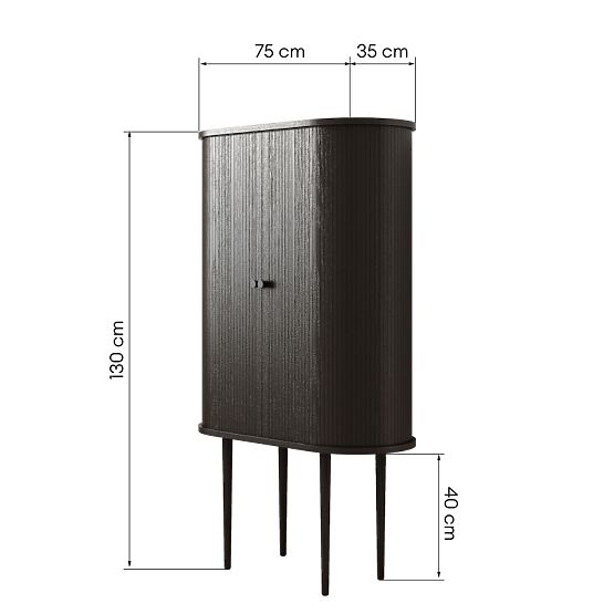 Tall Clemente Dresser with Slats, Black
