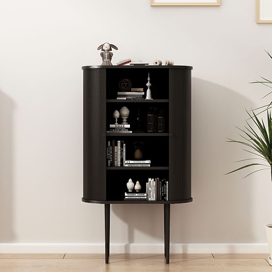Tall Clemente Dresser with Slats, Black