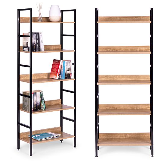 Tall Loft Shelf 5 Shelves Metal MDF ModernHome