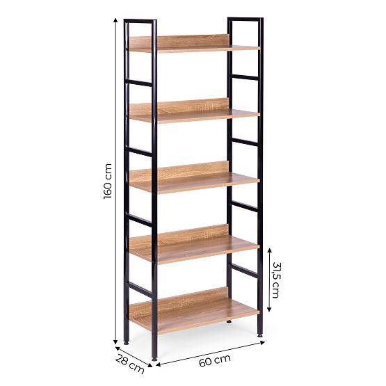 Tall Loft Shelf 5 Shelves Metal MDF ModernHome