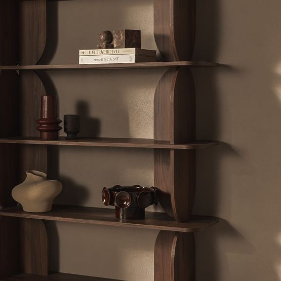 Tall Loocky Shelf, Rounded, Warmia Walnut