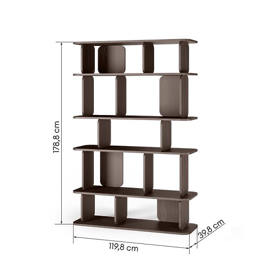 Tall, Rounded Tulumo Shelf, Walnut Villa