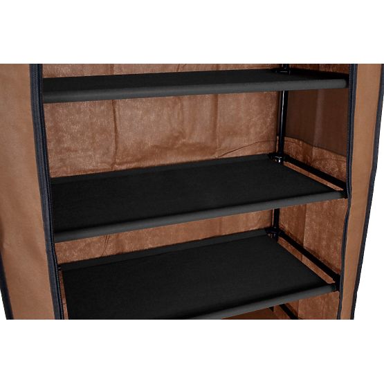 Textile Shoe Cabinet Lea - Dark Brown