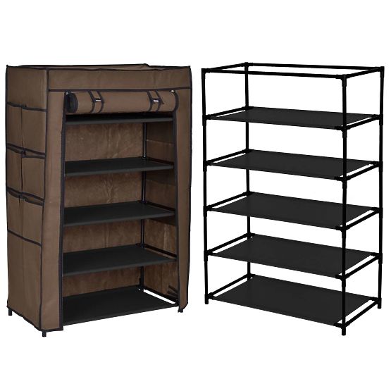 Textile Shoe Cabinet Mona Dark Brown