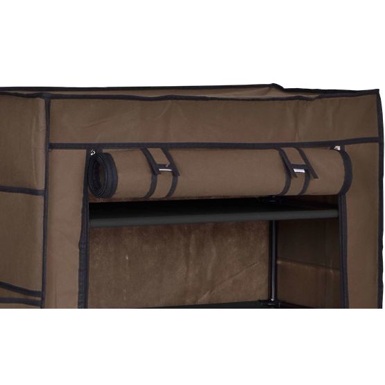 Textile Shoe Cabinet Mona Dark Brown