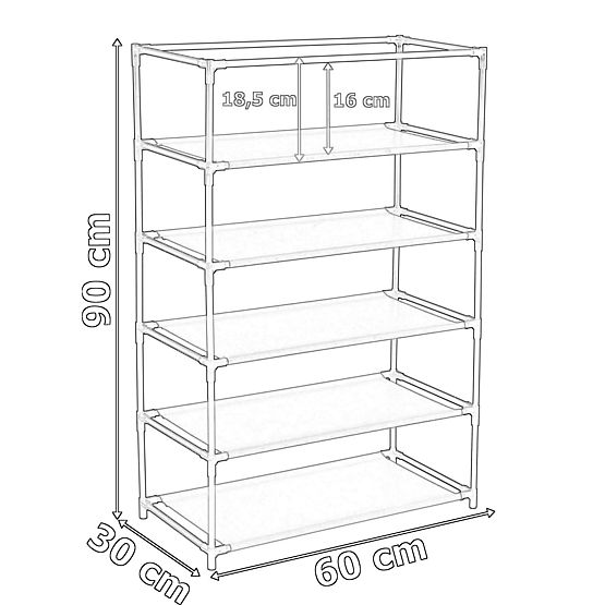 Textile Shoe Cabinet Mona Dark Brown