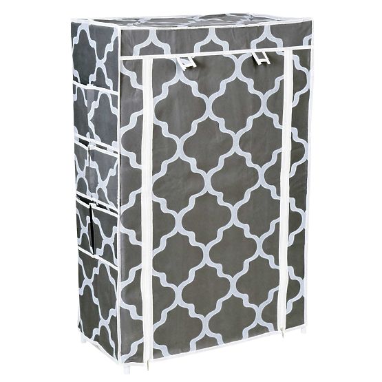 Textile Shoe Cabinet Mona Morocco Gray-White