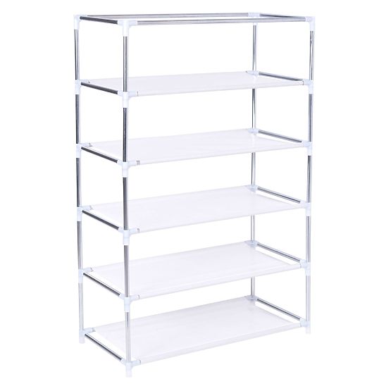 Textile Shoe Cabinet Mona Morocco Gray-White