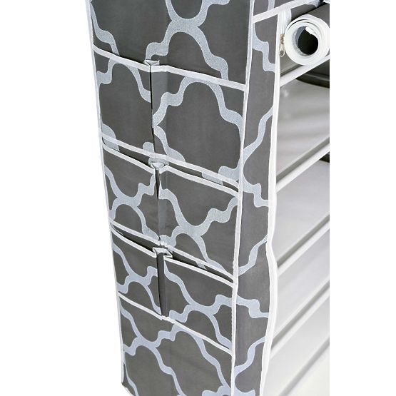 Textile Shoe Cabinet Mona Morocco Gray-White