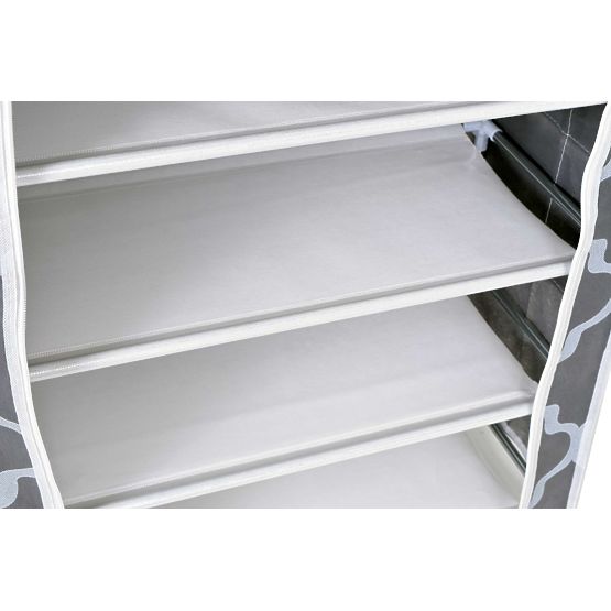 Textile Shoe Cabinet Mona Morocco Gray-White