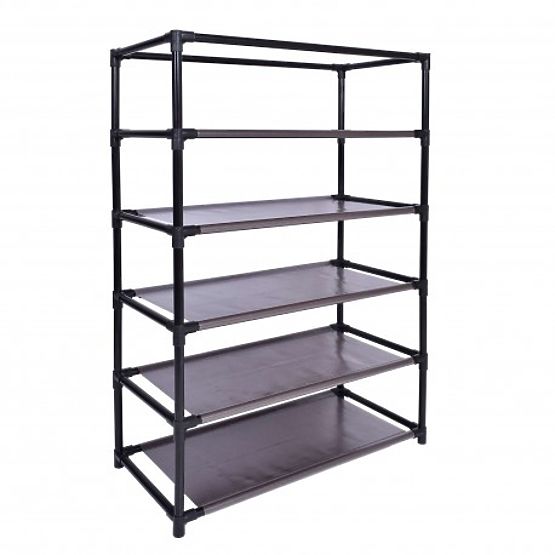 Textile Shoe Cabinet Vitto - Brown