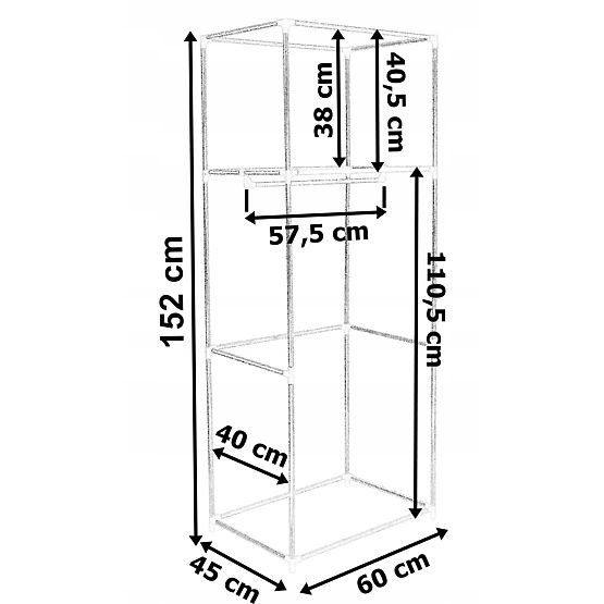 Textile Wardrobe with Shelf Fela - Beige